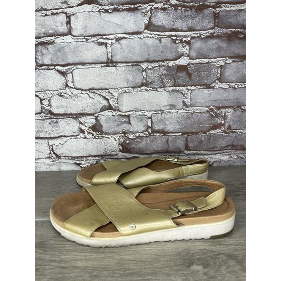 UGG Gold Leather Kamile Cross Strap Comfort Sandals Women Sz 10M US/41EU 1111040 - Picture 15 of 16